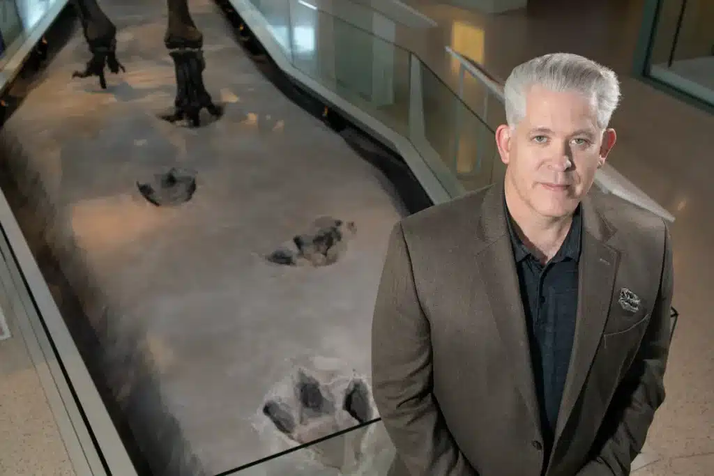 Dr. Thomas Adams, curator of Paleontology and Geology at the Witte Museum., Photo by Marshall Tidrick for Texas Monthly