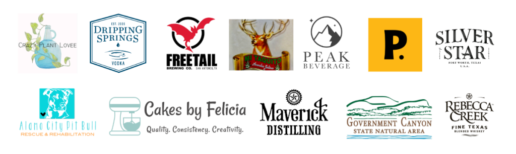 alamo city pitbull, crazy plant lovee, dripping springs, freetail, government canyon, mi taquito, peak beverage, rebecca creek, cakes by felicia, maverick distilling, postino, silver star