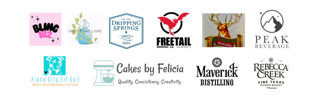 bling 182, crazy plant lovee, dripping springs, freetail, mi taquito, peak beverage, alamo city pit bull, cakes by felicia, maverick distilling, rebecca creek