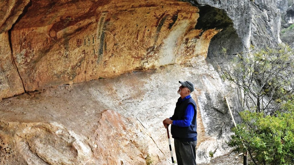 Dr. Harry Shafer at the White Shaman mural